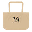 Manifest All Day Every Day Tote Bag in natural beige with bold black lettering, made from organic cotton for a stylish and sustainable look